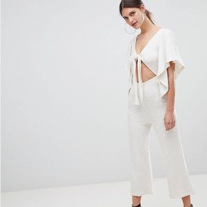 ASOS Jersey Kimono Jumpsuit with Tie Front Cut Out and Butterfly Sleeves